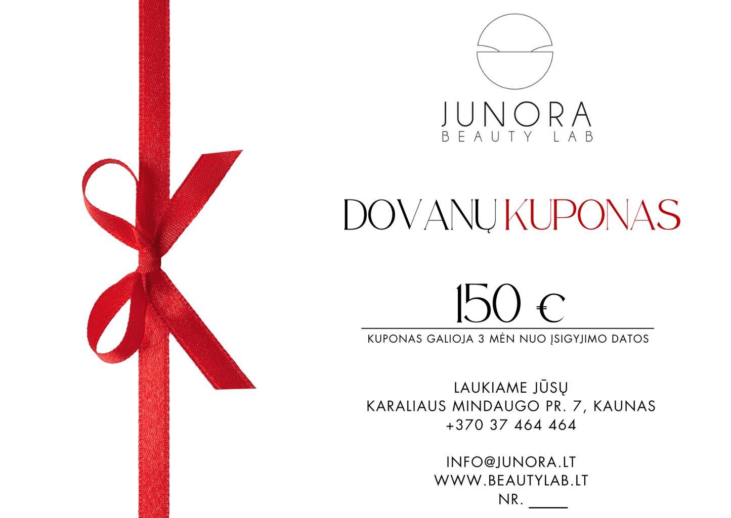 Beauty Lab dovanų kuponas - Junora Beauty Lab